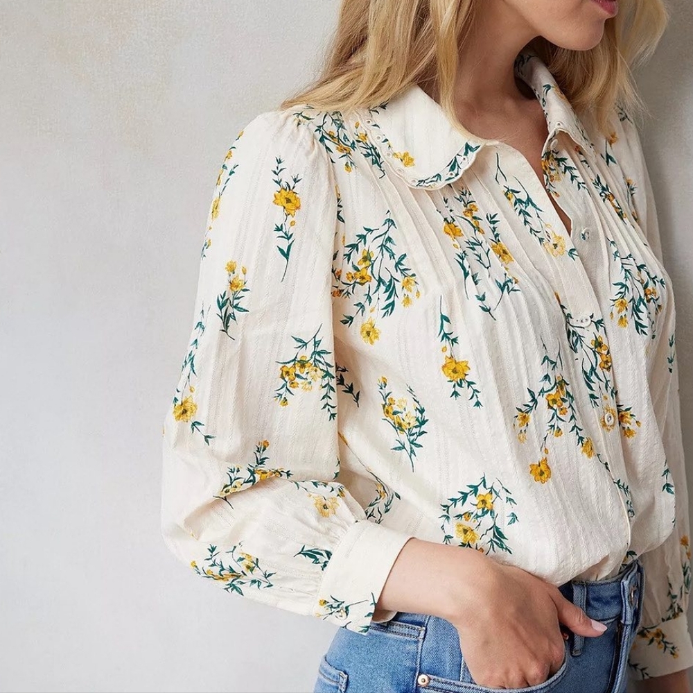 🌿 Lauren Conrad Wildflower Long Sleeve Blouse